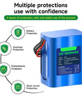 12V 5600mAh Lithium Battery With Charger And Bare Leads For DIY Projects, showcasing multiple protections.