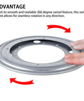 Heavy Duty Eight Inch Lazy Susan Round Swivel Turntable With Solid Steel Build Rust Resistant Coating showing smooth 360 rotation feature.