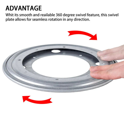 Heavy Duty Eight Inch Lazy Susan Round Swivel Turntable With Solid Steel Build Rust Resistant Coating showing smooth 360 rotation feature.
