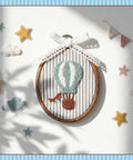 Vintage Hot Air Balloon Wall Art For Nursery And Kids Rooms, Framed Decor With Bow, Cute Hanging Balloon Farmhouse Style Artwork