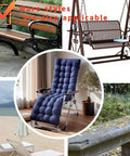 Patio Chaise Lounger Cushion For Indoor Outdoor Use With 6 Ties Comfy Thick Padded Swing Bench Cushion In Navy Blue 61 By 18.9 By 3.1 Inches Breathable Soft Polyester Fade Resistant And Easy To Fluff on various seating.