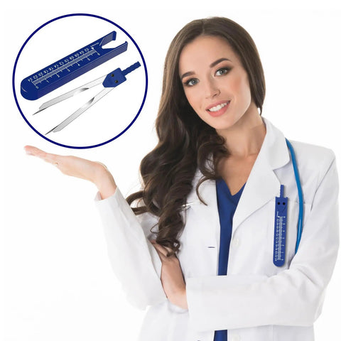 8 Pack EKG Calipers With Ruler, Stainless Steel ECG Measuring Tools For Nursing, Precise Electrocardiogram Drafting Divider In Blue, Durable, Rust Resistant And Easy To Use In Hospital Settings with nurse holding it