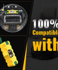 Roomba Replacement Battery 14.4V 5200mAh NiMH Two Pack For iRobot Roomba R3 And 500 600 Series Models shown in yellow packaging