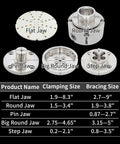 DEEFIINE 4-inch wood lathe chuck set with 1x8 TPI thread; nickel-plated self-centering 4-jaw chuck plus 5 jaws