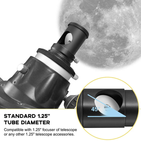 1.25 Inch All Metal Collimating Cheshire Eyepiece Without Laser For Newtonian Reflector Telescopes with 45 Degree Plate