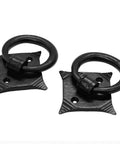 Mystic Colonial Cast Iron Ring Pull Handles With Screw Blackened Hammered Finish for cabinets, drawers 2 3/8 inch square, 2-pack