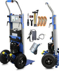 This Insane 1250W Electric Stair Climbing Dolly Handles Up To 900 Lbs With Ease And Features Big 10in Tires Plus Ropes for heavy furniture.