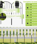 Decorative Garden Fence For Yard And Patio, Rustproof Black Metal Barrier Panels, 10-Panel Set with waterproof coating and easy connection features.