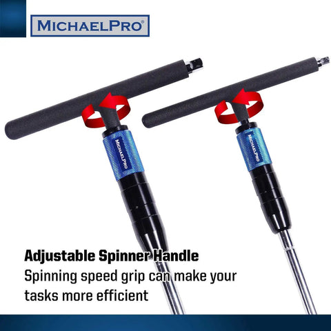 Adjustable T Handle Speed Wrench Set For Quarter Inch And Three Eighth Inch Drives With Two Way Square Drive Spinner Handle