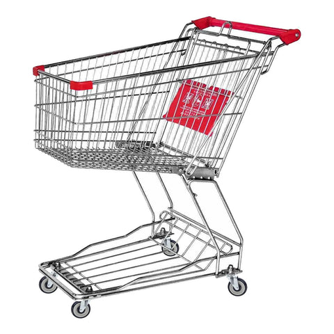 Shopping cart featuring Four Pack 5 Inch Shopping Cart Replacement Wheels With Threaded Stem Casters Half Inch Diameter Thirteen Threads Per Inch One Inch Long For Carts And Furniture Heavy Duty 300 Lbs Per Wheel 1200 Lbs Total Load Capacity.