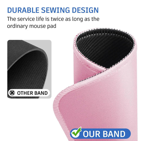 Pink Mouse Pad With Splash Proof Textured Surface And Stitched Edge For Desk, Non Slip Waterproof Rubber Base, 10.2 X 8.2 Inches, 3mm Thick