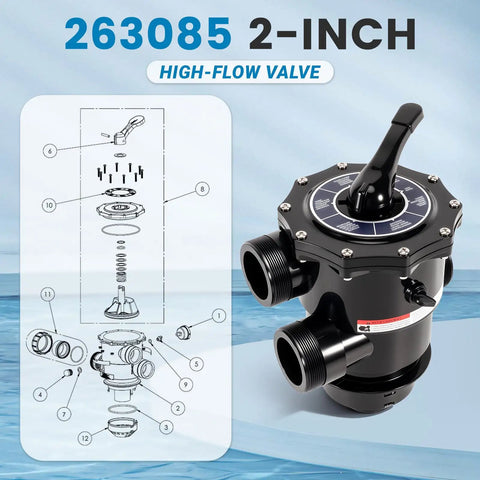 Top Mount Multiport Valve 2 Inch 6 Position Pool Filter Control Valve Replacement 263085 Compatible With Pentair Tagelus Sand Filters