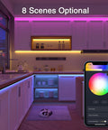 Smart LED Strip Lights 16.4ft RGB With Alexa Voice Control, Gosund App, color-changing kitchen backlight, 8 scene settings.