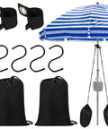 2 Pack Large Beach Umbrella Sand Bags Heavy Duty Waterproof Counterweights for Umbrella Bases and Tents with S Hooks