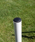 Ultimate Dog Agility Jump Set For All Sizes, Adjustable Single Bar PVC Jumps, PVC post corner detail on grass surface