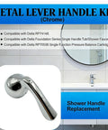 Metal Lever Handle Kit For Delta RP74148 tub shower faucets DIY install chrome finish bathroom scene