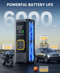 Portable Car Tire Inflator Air Compressor Cordless 150 PSI With Rechargeable Battery Digital Gauge and LED Light
