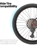 Adult 500W Class 2 Electric Gravel Bike With Legit 48V 705Wh Range And Fly 12 Speed Setup Built Different On Light Aluminum Frame showcasing wide tire compatibility.