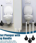Tough As Nails 8 Pack Toilet Plungers Bulk Set with Long Comfort Grip Handle and Double Thrust Rubber Force Cup in bathroom.