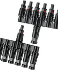 Built Like A Tank Solar Panel MC4 T Branch Connector 1 Male To 6 Female And 1 Female To 6 Male Plug And Play Wiring Harness IP67 Waterproof T Type Combiner 1 Pair