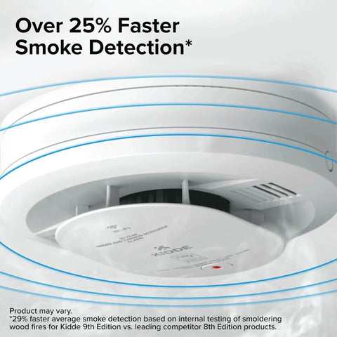 Smart Smoke And Carbon Monoxide Detector With Ring App Real Time Alerts Wire Free Interconnect AA Battery Powered Doubles Detection, installed view