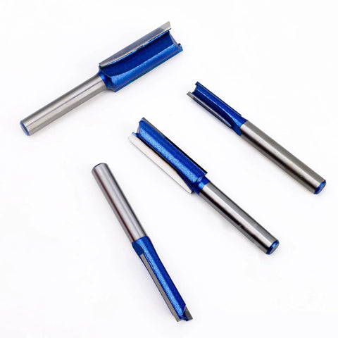 Double Flute Straight Flush Trim Router Bit Set with 1/4 inch shank cutting diameters 1/4 in 5/16 in 3/8 in 1/2 in for home DIY woodworking