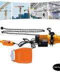 Shop Ready 1300W Electric Chain Hoist Hauls 1100 Pounds Without Breaking A Sweat Featuring IP55 Aluminum Housing And Wired Pendant Control For Cranking Massive Rig Loads Smoothly with motor and pendant.