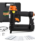 2 In 1 Pneumatic Brad Nailer And Staple Gun For Carpentry Drives 18 Gauge Brad Nails From Five Eighths Of An Inch To Two Inches And Crown Staples From One Quarter Inch To One And Five Eighths Inches With Carrying Case And One Thousand Nails Ideal For DIY kit
