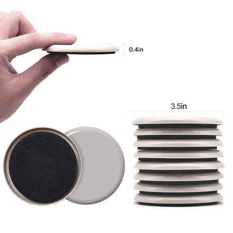 Heavy Duty Furniture Sliders Set, 12 Pack 3.5 Inch Round Glide Pads For Hardwood Floors, Move Heavy Furniture With Ease, Reusable Chair Leg Floor Protectors, Floor Protection For Sofas, Beds, Bookcases