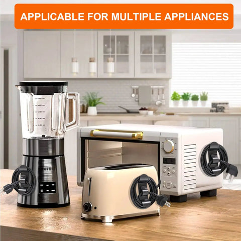 Cord Organizer For Kitchen Appliances 12 Pack Cable Storage Wire Holders on blender, toaster, and microwave in kitchen.