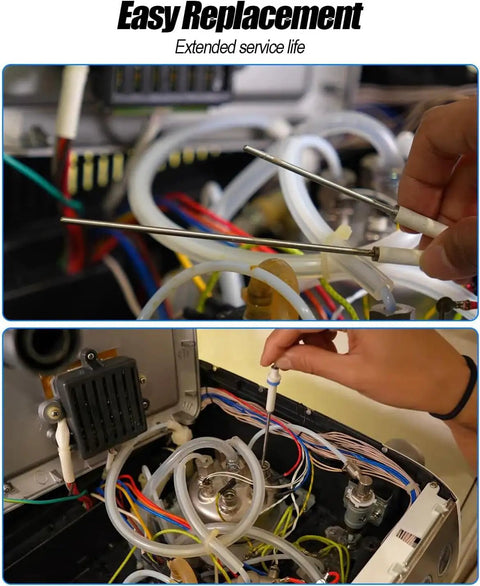 Premium Steam Probe Replacement Set For Breville Oracle Dual Boiler Coffee Makers shown during installation, highlighting easy replacement.