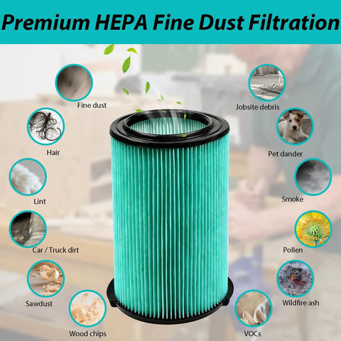 2 Pack VF6000 Five Layer Pleated Vacuum Filter Replacement For Wet Dry Vacuums 5 To 20 Gallon Fit Husky 6 To 9 Gallon Craftsman