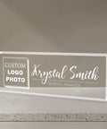 Fully Customizable Desk Name Plate With Logo Upload Acrylic Office Name Plate For Boss Employee Or Teacher Gifts Personalized