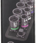 Belt C Impaktor 1 Socket Set, 1/2 Inch Drive, 9 Pieces, Rugged Textile Belt With Smooth Twist Unlock, Color Coded By Size.