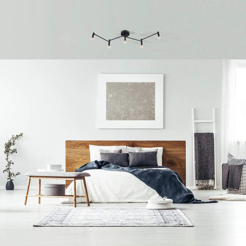 Tempo Foldable Track Lighting Bar With 4 Pivoting Joints In Matte Black Finish 5 Light Adjustable Track Light in bedroom