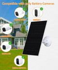 7W USB C Solar Panel Charger For EufyCam 2 Series And Other 5V Security Cams displayed with compatible cameras in garden