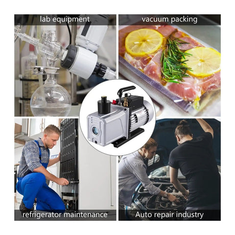 1HP 12CFM Vacuum Pump For HVAC And Refrigeration Systems Heavy Duty Aluminum Construction Strong Copper Motor With Anti Flow Back Design Great For Auto AC Maintenance And Household Use Durable Base
