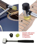 Close-up of detachable rubber hammer from Guitar Luthier Tool Kit 6 Pack With Fret Crowning File on guitar neck
