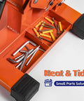 Close-up of tool trays on Beefy Heavy Duty Hydraulic Dirt Bike Lift Stand With Tool Trays 1000 Lbs Capacity Jack Stand.