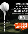 Pro-Grade Extra Long Golf Tees 4 Inch Or 5 Inch, 50 Pack Unbreakable With Consistent Height and Low Friction for Driving Range