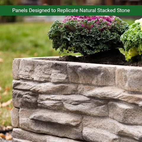 Raised Garden Bed Kit With Ledgestone Panels That Snap Together In 8 By 24 Inch Natural Look Stone Pattern Durable Polyurethane 6 Pack