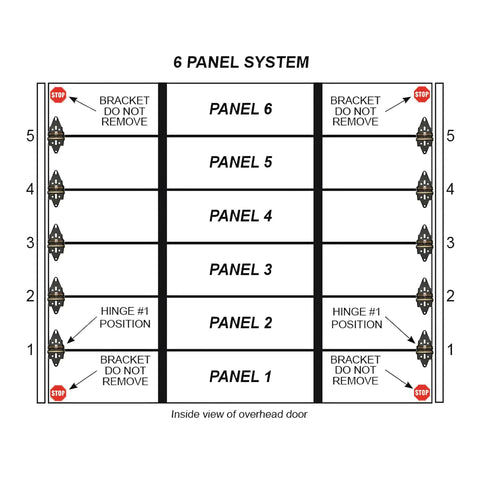 Garage Door Hinge System 6P 2C Fits Tall Panels Six Panel Doors With Gold Springs Durable Green Finish Easy Install Replacement Hinges Kit For Custom Heights And Smooth Quiet Operation inside view diagram for 6-panel overhead door