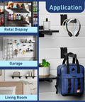 Sixteen Pack Heavy Duty Tubular Slatwall Shelf Brackets With Lip For Garage Retail And Home Storage in various setups