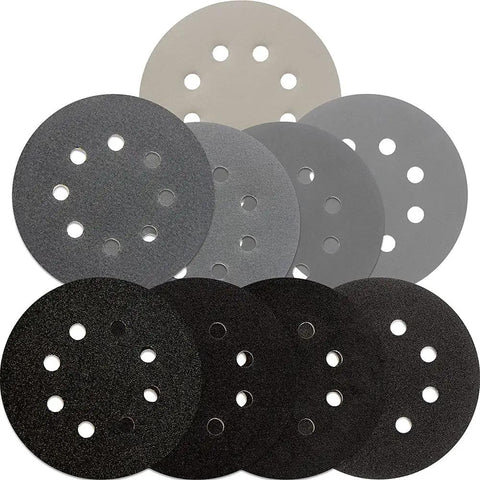 5 Inch Wet And Dry Sanding Discs Set Hook And Loop 54 Pcs Silicon Carbide With Grits 80 Through 3000 Includes Tack Cloth For Automotive Wood And Metal Finishing On A Pro Grade Workhorse Orbital Sander