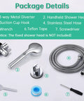 Pro Grade High Pressure Dog Shower Sprayer With 3 Modes Indoor Handheld Pet Shower System On Off Switch Metal Diverter