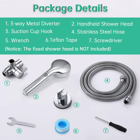 Pro Grade High Pressure Dog Shower Sprayer With 3 Modes Indoor Handheld Pet Shower System On Off Switch Metal Diverter
