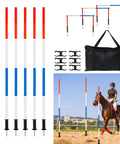 Six Piece Adjustable Pole Bending Set For Horses And Dogs With Carry Bag 6Ft Training Poles, connectors, and carry bag, blue color