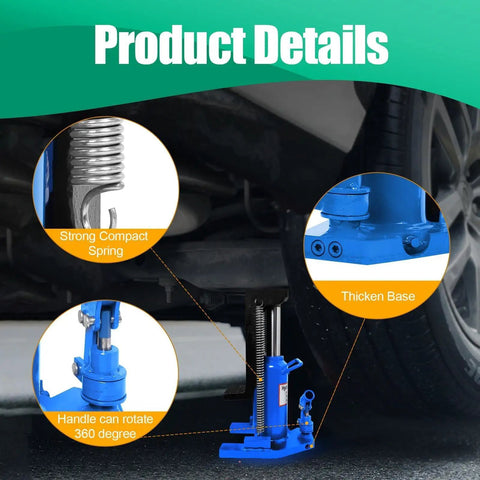 Detailed view of the Badass Heavy Duty Hydraulic Toe Jack showing strong compact spring and thickened base for stability.