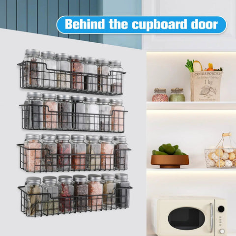 Built Tough Wall Mount Spice Rack Organizer, 2 Pack Heavy Duty Metal Mesh Shelves, Affixes Easily To Cabinets Or Any Kitchen Wall, Keeps Your Spices Tidy And Quick To Grab, Matte Black