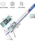 Digital Caliper 6 Inch With Stainless Steel Body, Large LCD Screen, Splash Proof Outside Micrometer, Inch Millimeter Switch